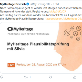 MyHeritage-webinare in der 35.KW2020