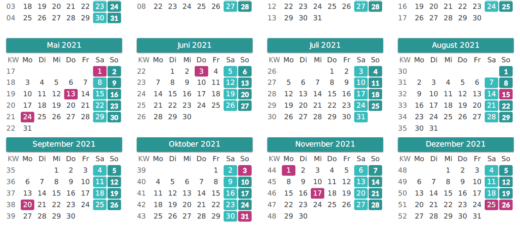 Terminkalender 2021 für Ahnenforscher