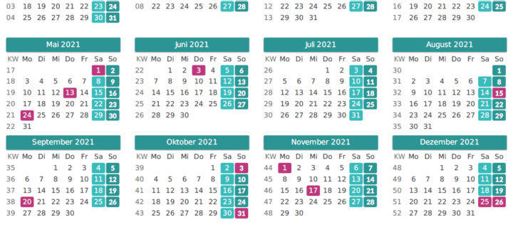 Terminkalender 2021 für Ahnenforscher